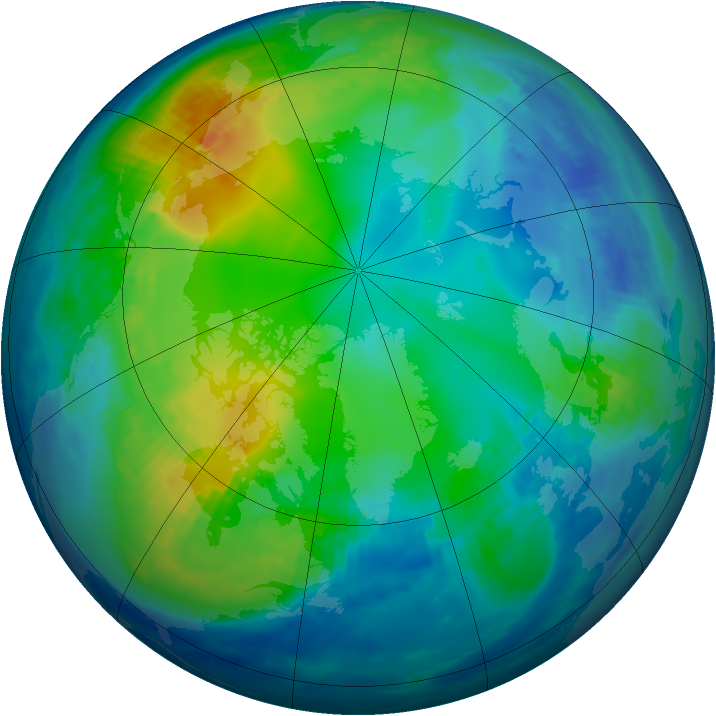 Arctic ozone map for 14 November 1992